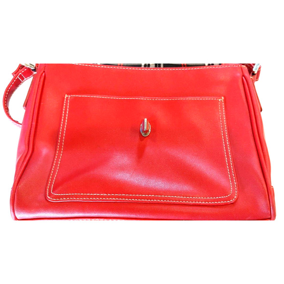 Liz Claiborne Red Leather Multipocket Crossbody Zip Purse Gold Hardware - Picture 5 of 16